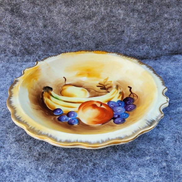 Vintage Enesco Hand-Painted Porcelain Fruit Design Shallow Bowl Japan 1960s - Picture 2 of 9